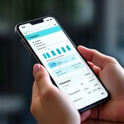 Close up of an executive using a mobile-optimised professional analytics app on a smartphone